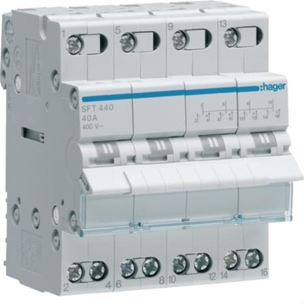 HAGER SFT440 Conmutador modular 4P 40A común arriba I-0-II