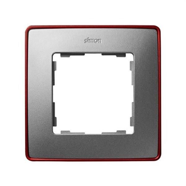 SIMON 8201610-255 Marco SIMON DETAIL 82 con 1 elemento aluminio frio base rojo