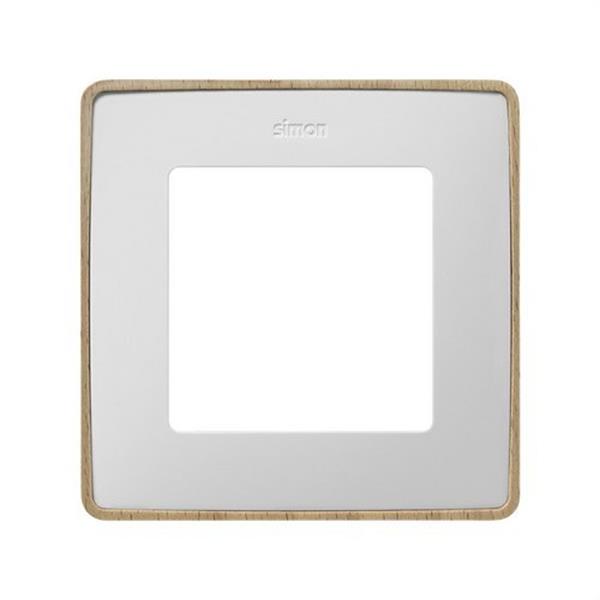 SIMON 8201610-270 Marco SIMON DETAIL 82 con 1 elemento madera certificada PEFC blanco