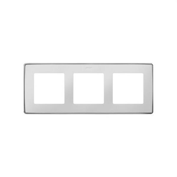SIMON 8201630-244 Marco SIMON DETAIL 82 con 3 elementos blanco base en cromo