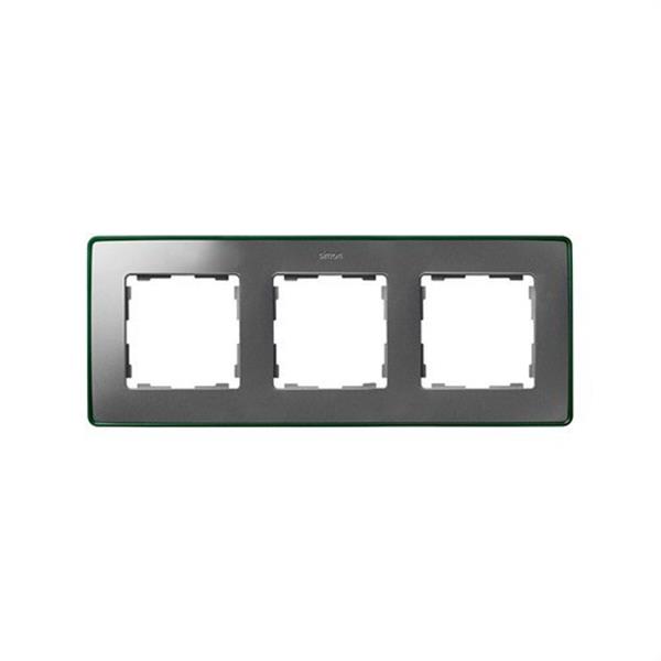 SIMON 8201630-253 Marco SIMON DETAIL 82 con 3 elementos aluminio frio base verde