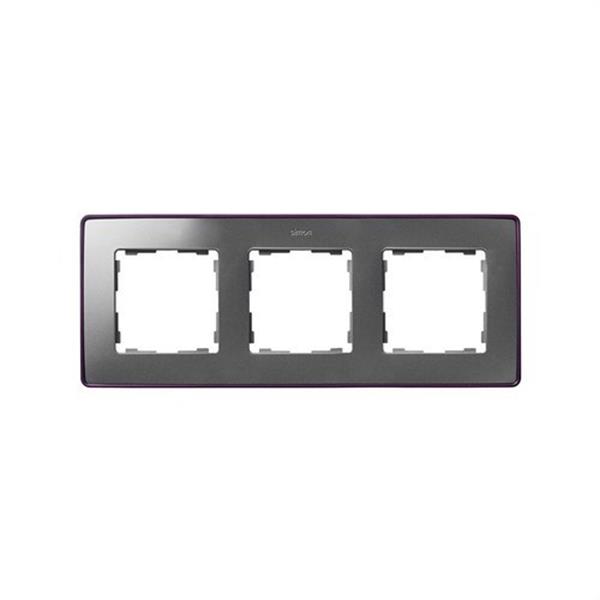 SIMON 8201630-254 Marco SIMON DETAIL 82 con 3 elementos aluminio frio base morado