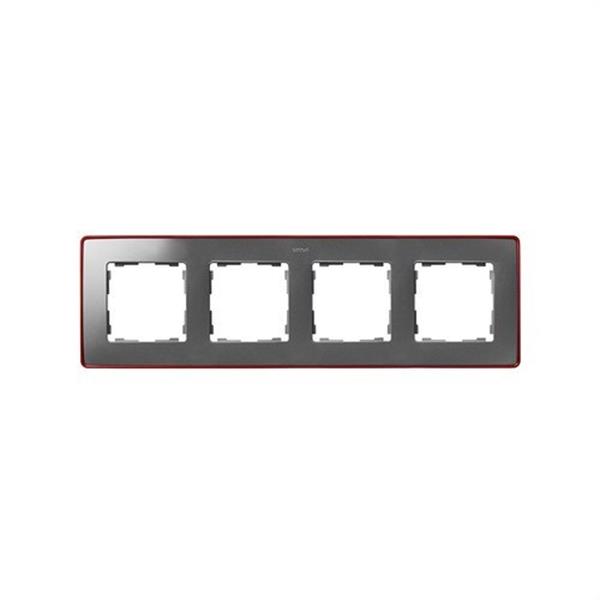 SIMON 8201640-255 Marco SIMON DETAIL 82 con 4 elementos aluminio frio base rojo