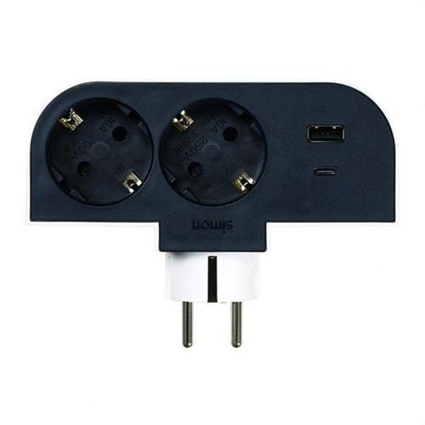 SIMON CL610311 Adaptador giratorio PLUG 2T+USB A+C 33W